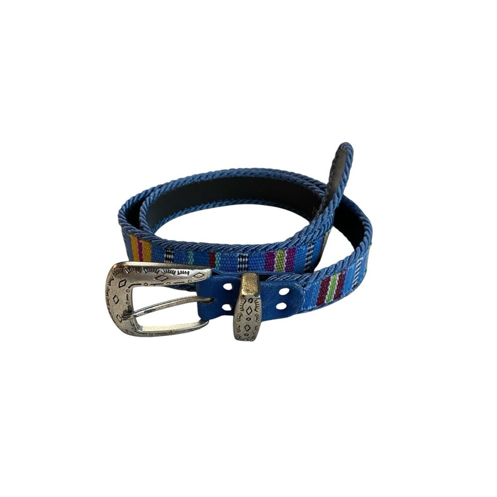 Elite Accessories Striped Belt Size L Blue Vintage